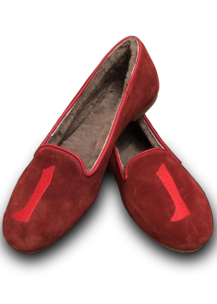 slippers sheepskin | tofflor fårull, Products AUGUSTA SHEEPSKIN RED Suede
