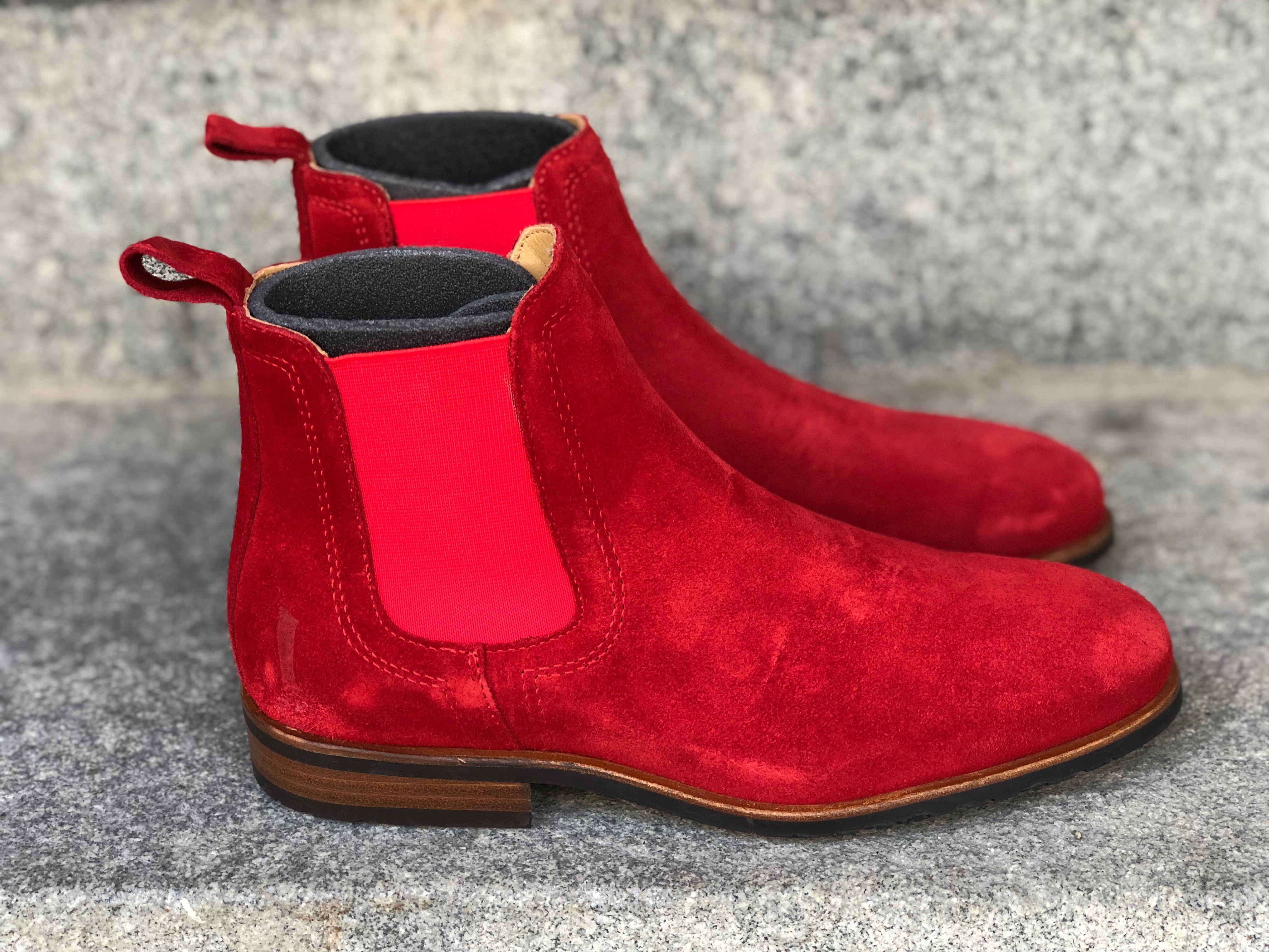 MOEMA Chelsea Boot Röd Mocka