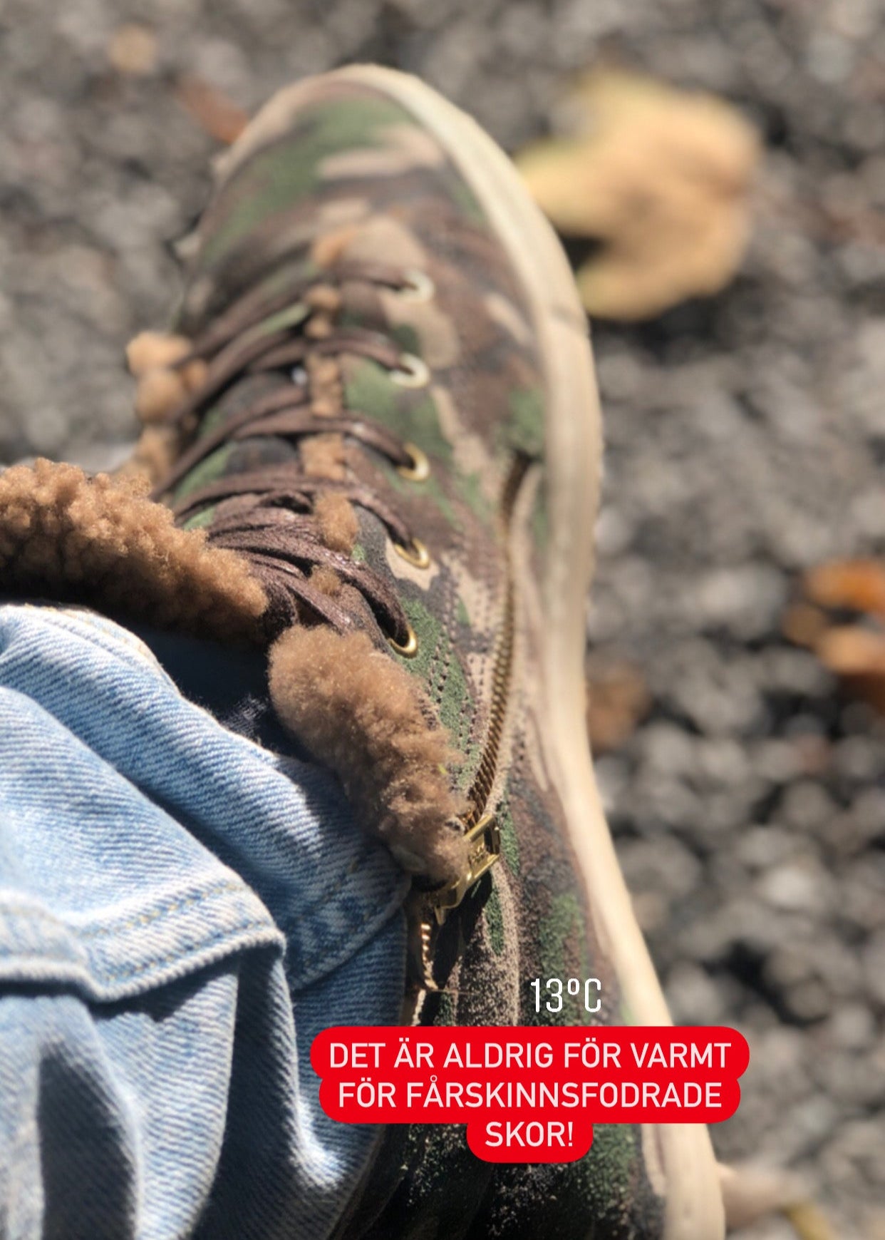 Shearling Lined High Top Sneakers - Camouflage Suede