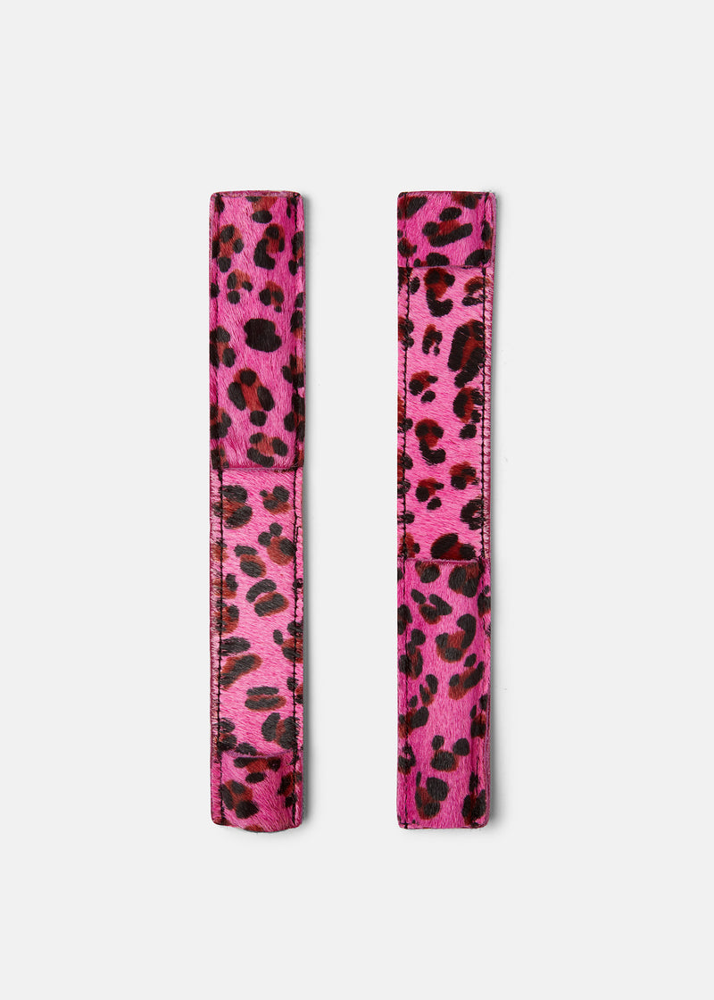 Spur Protectors Pink Leopard Fur