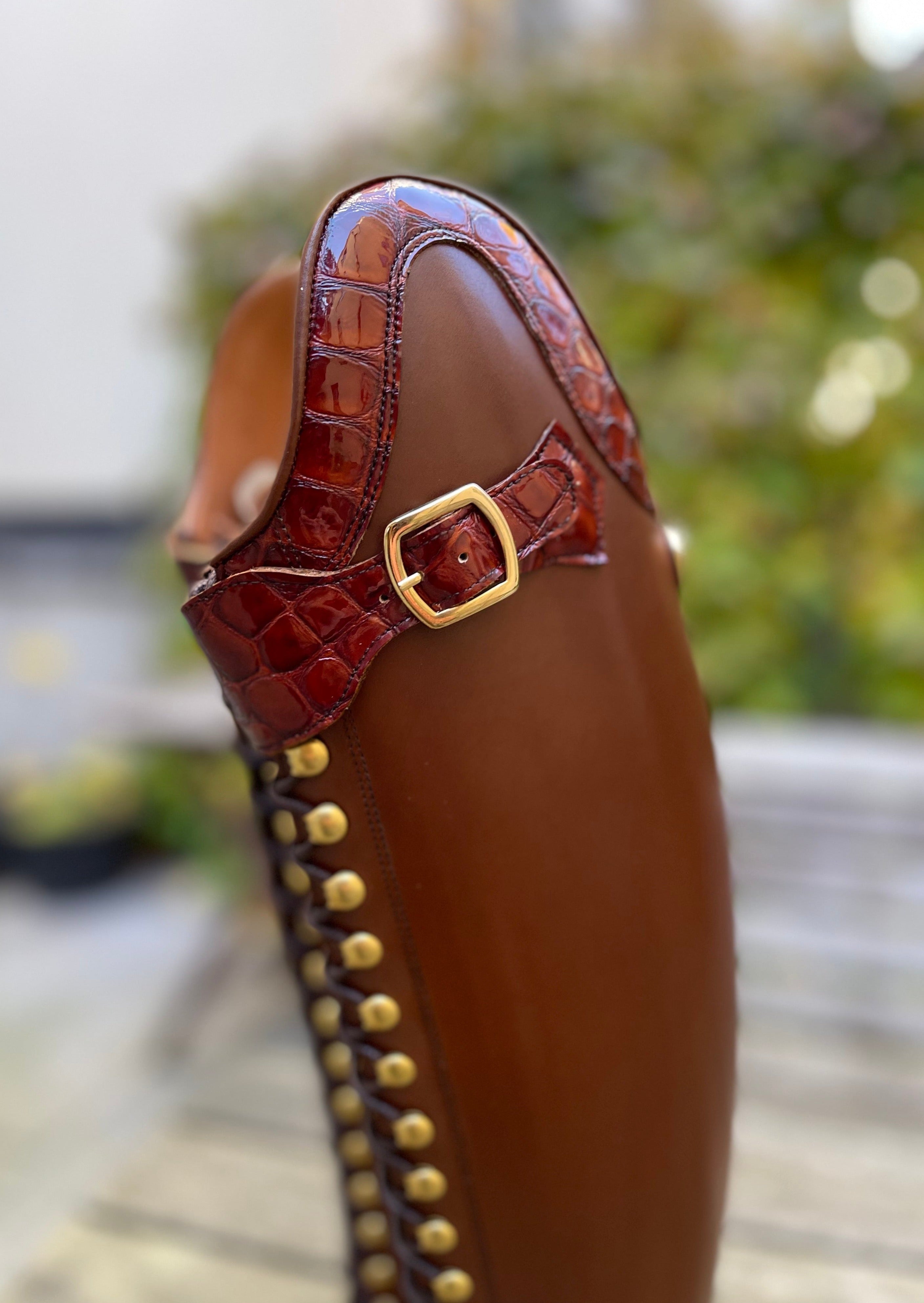 Chestnut Brown Faux Croco Gloss