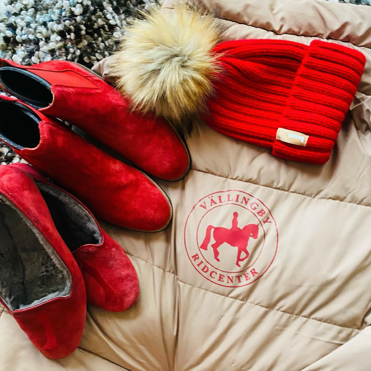 Augusta Sheepskin Red Suede